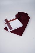 Boston Colour Shirt Fancy Matching Border Single White Dhoti Set - Ford 21006