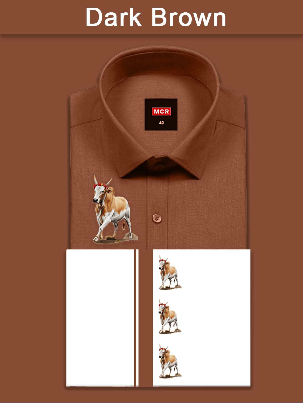 JALLIKATTU COLOUR SINGLE SET H/S - Dark Brown (51)