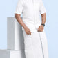White Shirt + Silver Border Double Dhoti  H/S (Dhoti Size 4mtr)