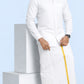 White Shirt + Gold Border Double Dhoti F/S (Dhoti Size 4mtr)