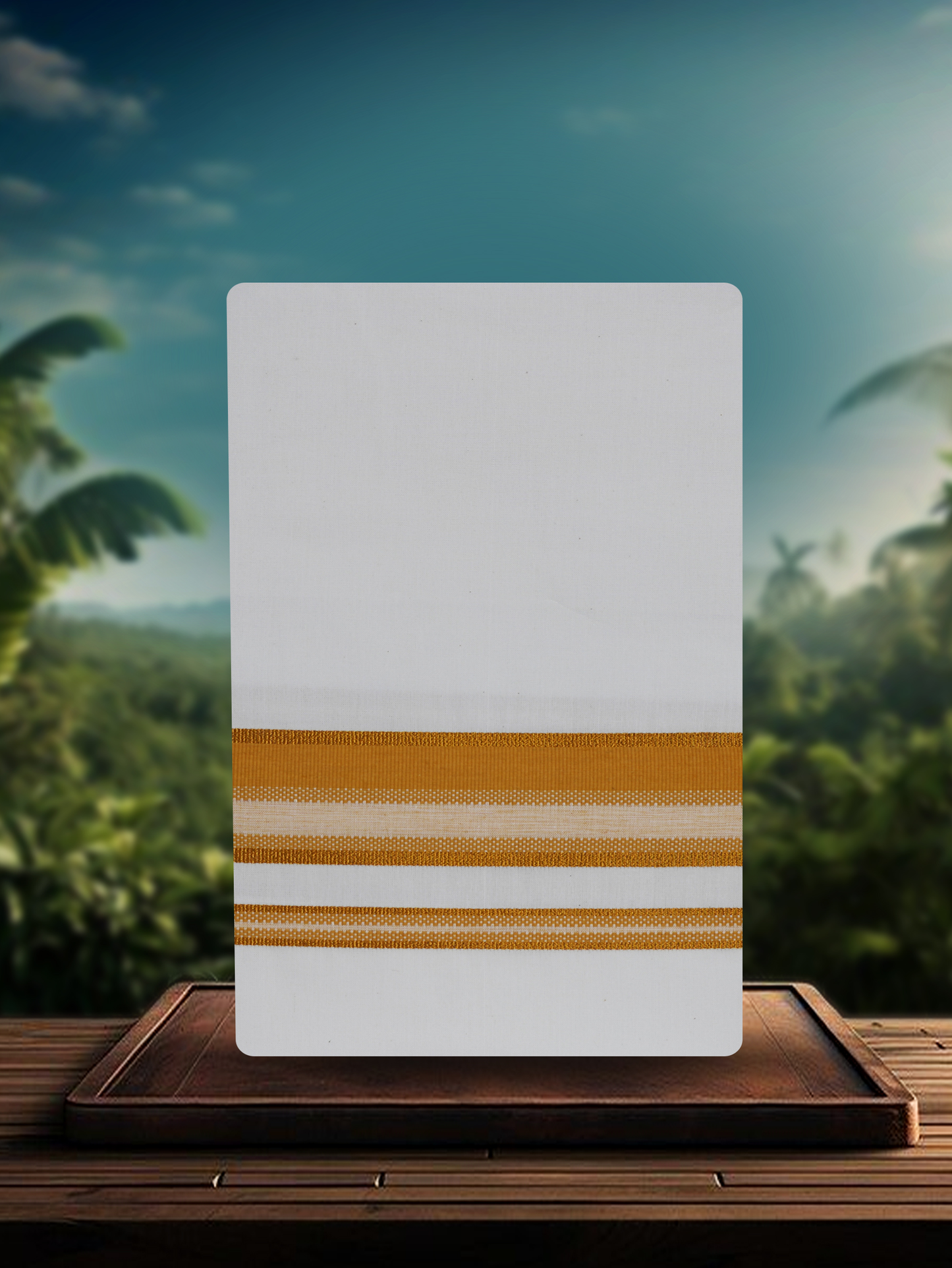 WHITE SINGLE COTTON KARAI - FCS-25 DHOTHIE 2.00 MTR