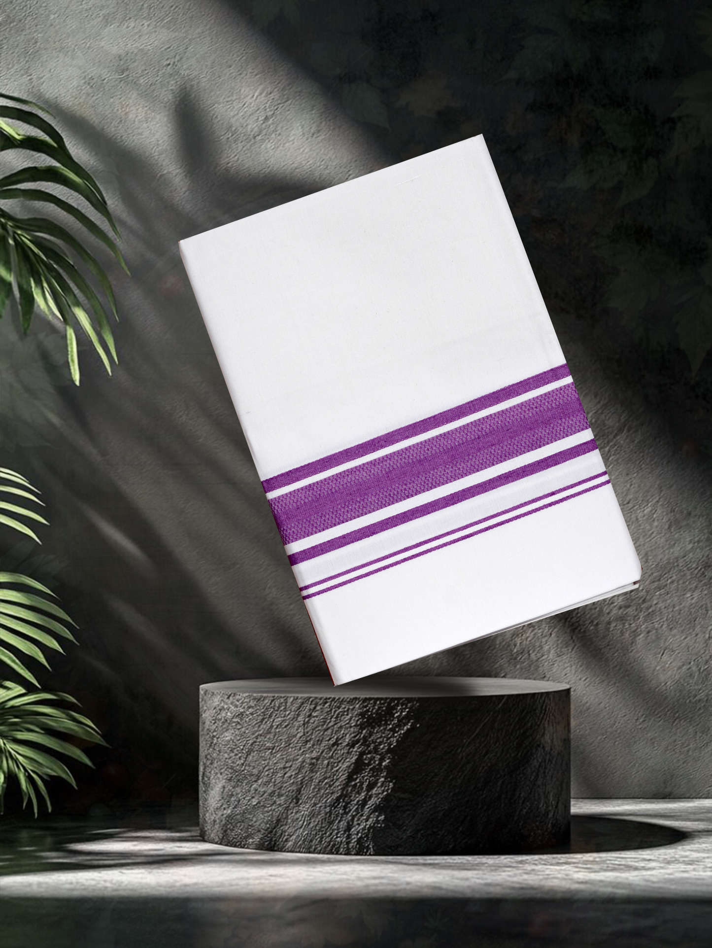 WHITE SINGLE COTTON KARAI - FS-101 DHOTHIE 2.00 MTR