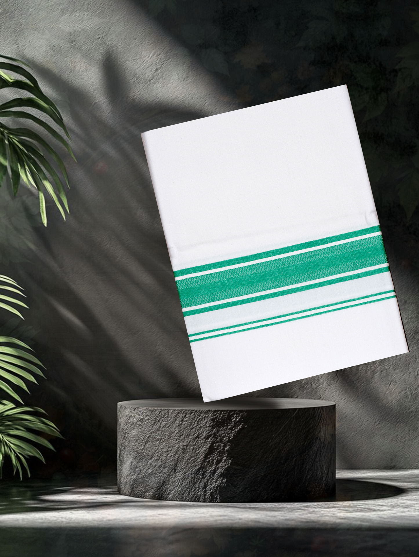 WHITE SINGLE COTTON KARAI - FS-101 DHOTHIE 2.00 MTR