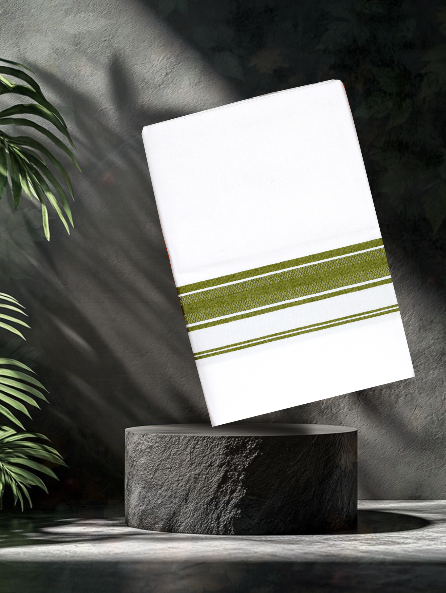 WHITE SINGLE COTTON KARAI - FS-101 DHOTHIE 2.00 MTR