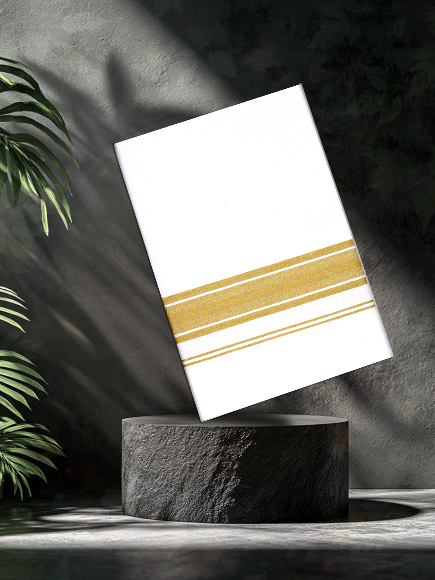 WHITE SINGLE COTTON KARAI - FS-101 DHOTHIE 2.00 MTR