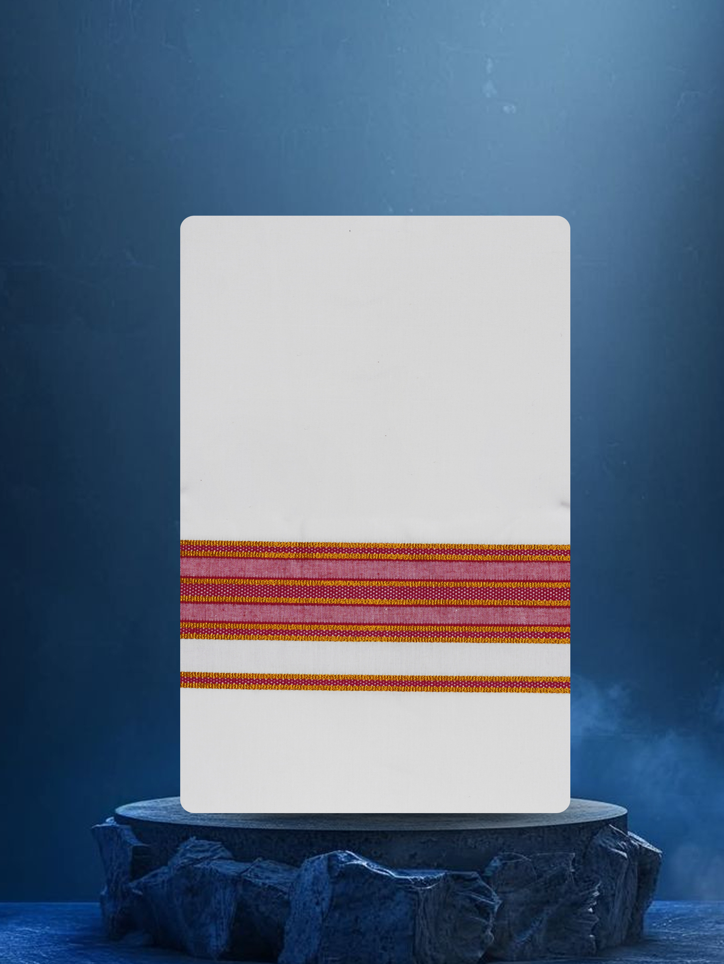 WHITE SINGLE COTTON KARAI - FCS-24 DHOTHIE 2.00 MTR