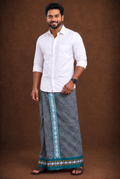 Sulthan Colour Jaquard Dhoti Ethnic Wear - Light Blue (Assorted Pattern) KV-185