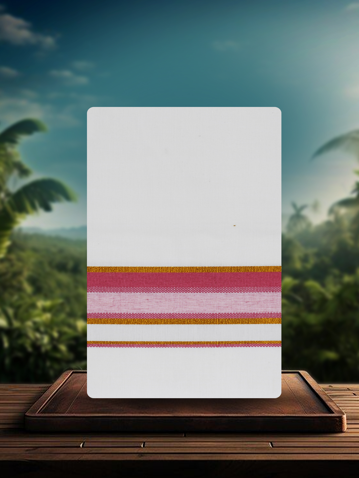 WHITE SINGLE COTTON KARAI - FCS-25 DHOTHIE 2.00 MTR