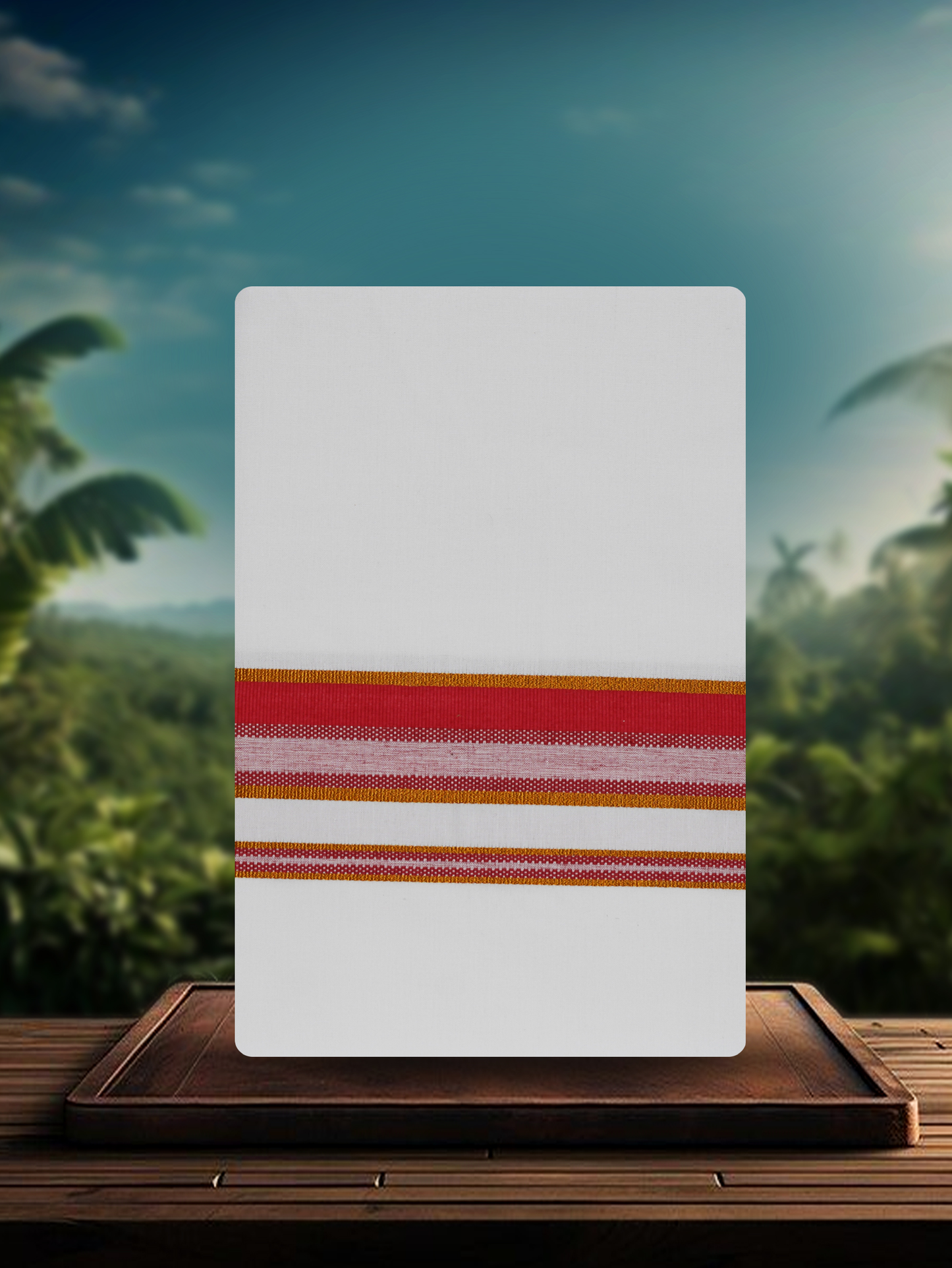 WHITE SINGLE COTTON KARAI - FCS-25 DHOTHIE 2.00 MTR