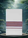 Mens White Single Dhoti Pure Cotton with Fancy Border - 2.00M | FCS-20
