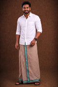 Sulthan Colour Jaquard Dhoti Ethnic Wear - Warm Beige (Assorted Pattern) KV-185