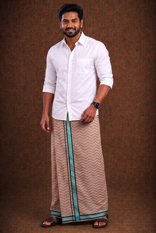Sulthan Colour Jaquard Dhoti Ethnic Wear - Warm Beige (Assorted) KV-185