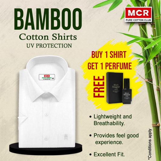 Brazil Bamboo Cotton Formal White Shirt (Apple Cut) + Free Perfume