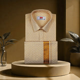 Compact Wedslove Tissue Gold Matching Single Dhoti Set Full Sleeve style -1