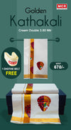 GLD SPL GOLDEN KATHAKALI CREAM DOUBLE DHOTHIE 3.80 MTR
