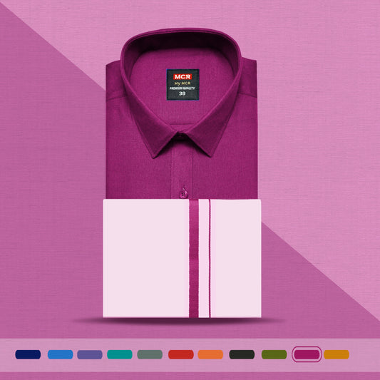 MY MCR COLOUR SINGLE SET HALF SLEEVE (38,40,42,44 - Dhoti Size 2.00 mtr) (46,48,50 - Dhoti size 2.25 mtr)