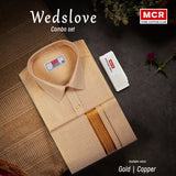 Compact Wedslove Tissue Gold Matching Single Dhoti Set Full Sleeve style-2