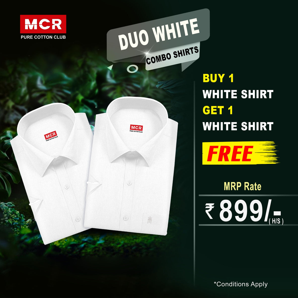 Duo Combo White Shirt (Buy 1 get 1 free)