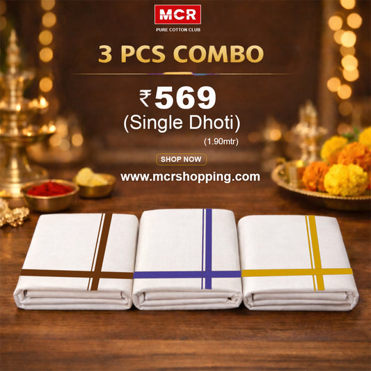 Big Border 3 pcs Combo w/s Dhoti 1.90 mtr