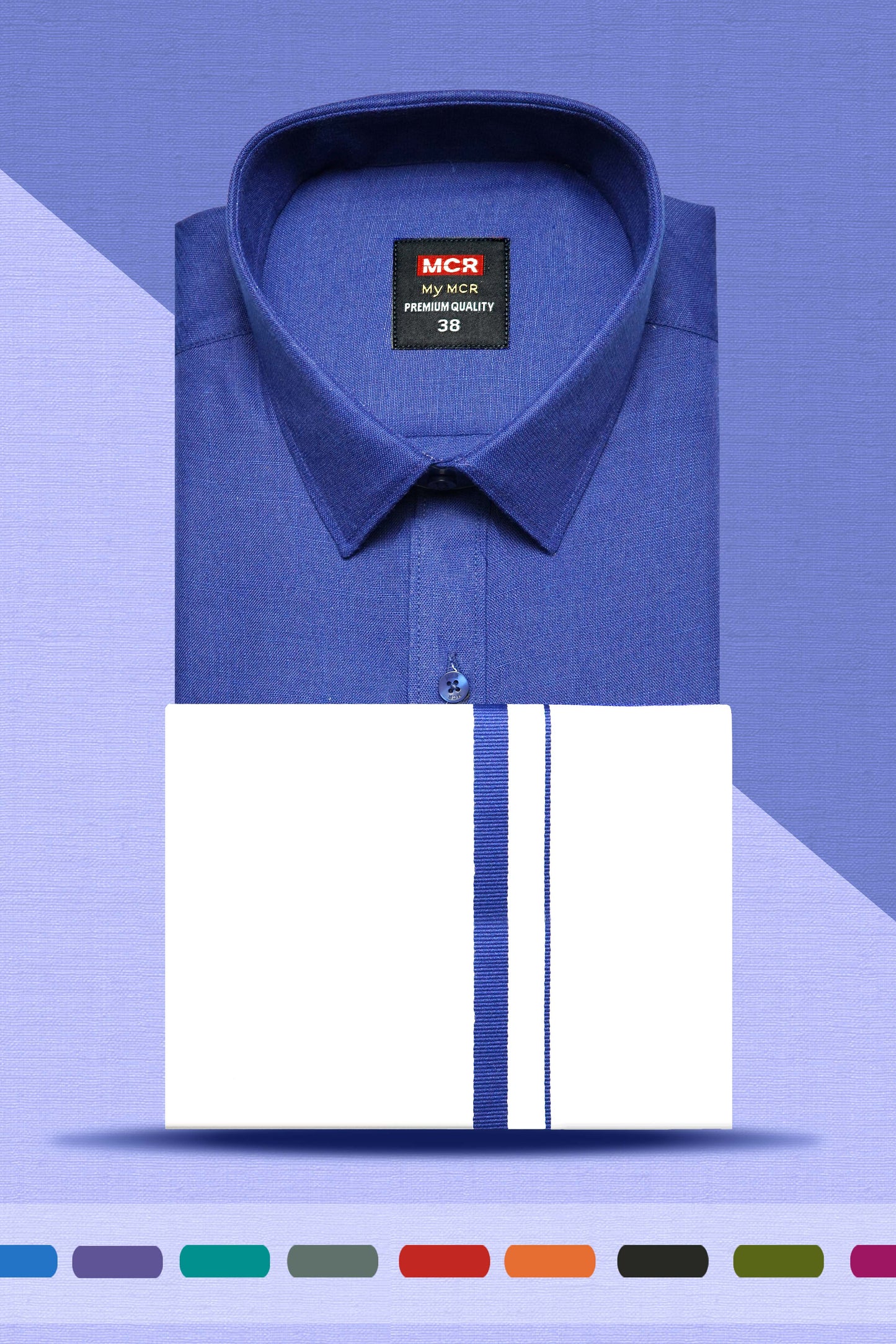 MY MCR COLOUR SINGLE SET HALF SLEEVE (38,40,42,44 - Dhoti Size 2.00 mtr) (46,48,50 - Dhoti size 2.25 mtr)