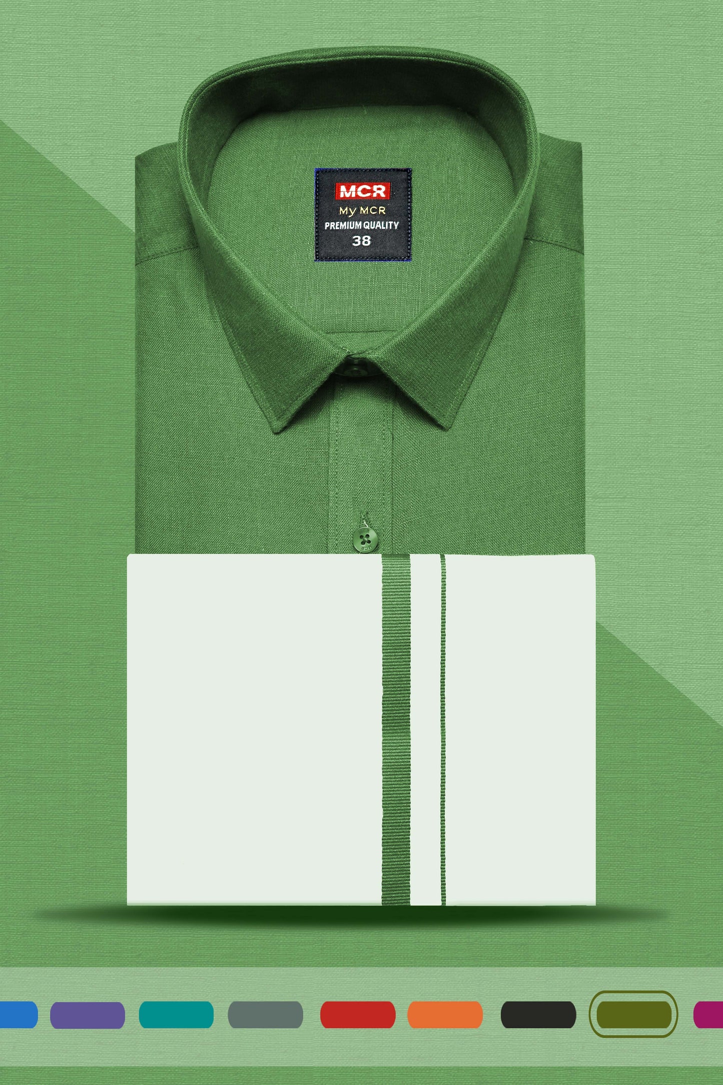 MY MCR COLOUR SINGLE SET HALF SLEEVE (38,40,42,44 - Dhoti Size 2.00 mtr) (46,48,50 - Dhoti size 2.25 mtr)