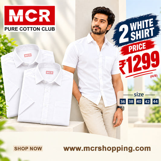 Mr. MCR Offer Combo White Shirt (Buy 1 get 1 free)