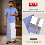 Aayush Cotton Jaquard Shirtings & Dhoti Single Set - D1