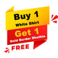 White Shirt + Gold Border Dhoti Single Set F/S (Dhoti Size 2mtr)