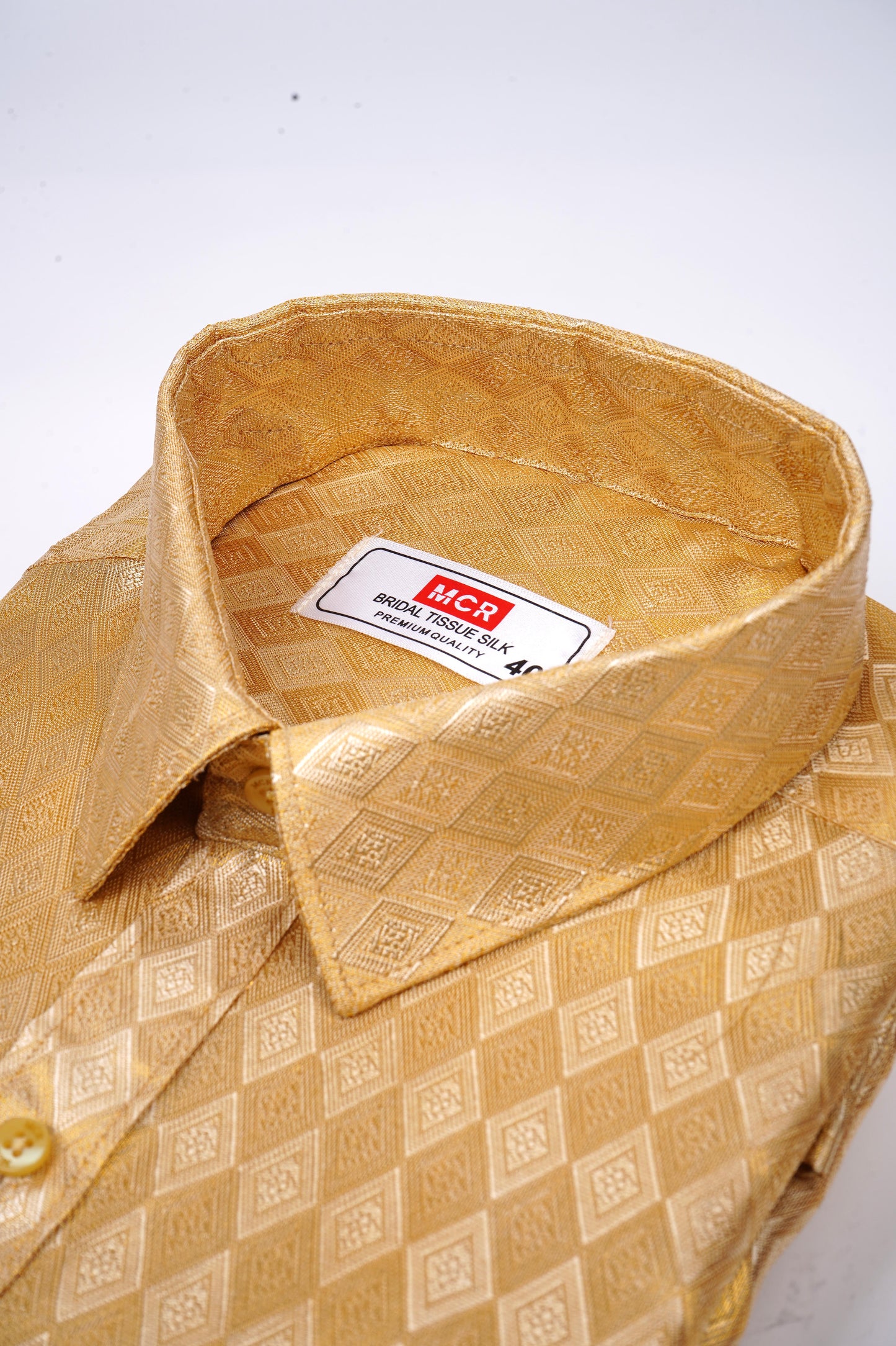 Gold Bridal Tissue Silk Single Set F/S-men dresses for marriage (Perfume & Dhoti Belt Free)