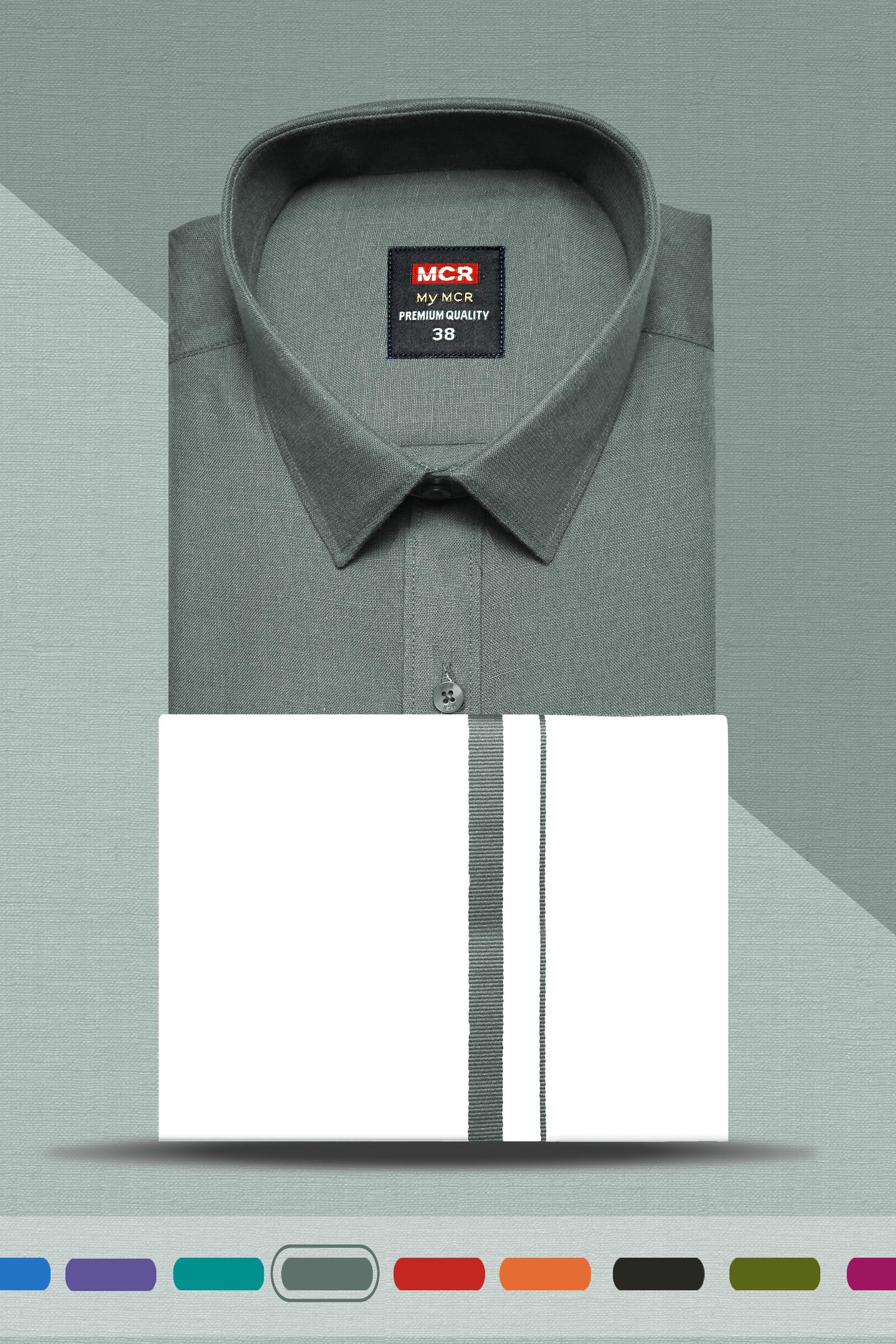 MY MCR COLOUR SINGLE SET HALF SLEEVE (38,40,42,44 - Dhoti Size 2.00 mtr) (46,48,50 - Dhoti size 2.25 mtr)