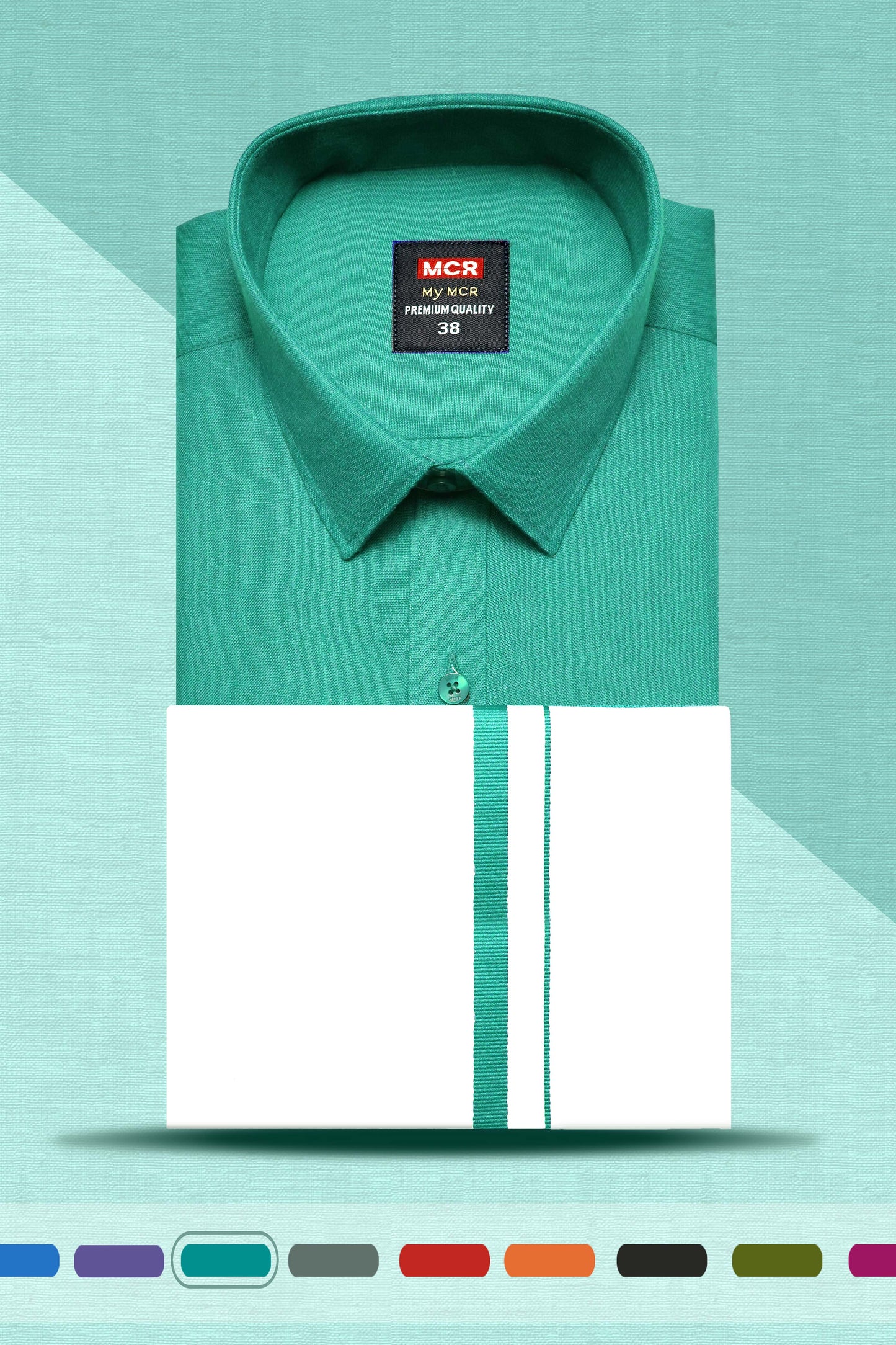 MY MCR COLOUR SINGLE SET HALF SLEEVE (38,40,42,44 - Dhoti Size 2.00 mtr) (46,48,50 - Dhoti size 2.25 mtr)