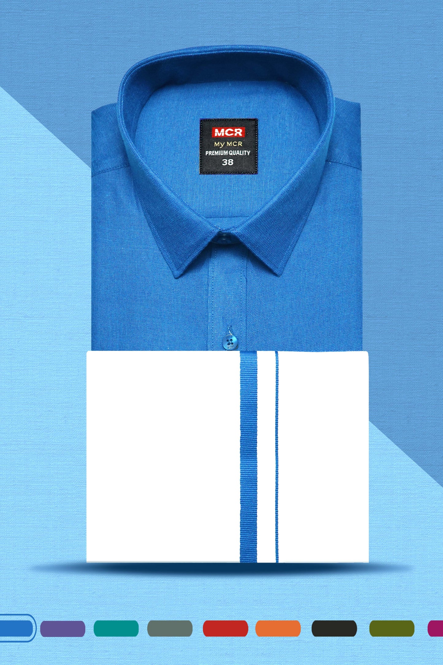 MY MCR COLOUR SINGLE SET HALF SLEEVE (38,40,42,44 - Dhoti Size 2.00 mtr) (46,48,50 - Dhoti size 2.25 mtr)