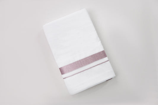 Rose Tissue Border White Double Dhothie for Men with Elegant Design from MCR Textiles