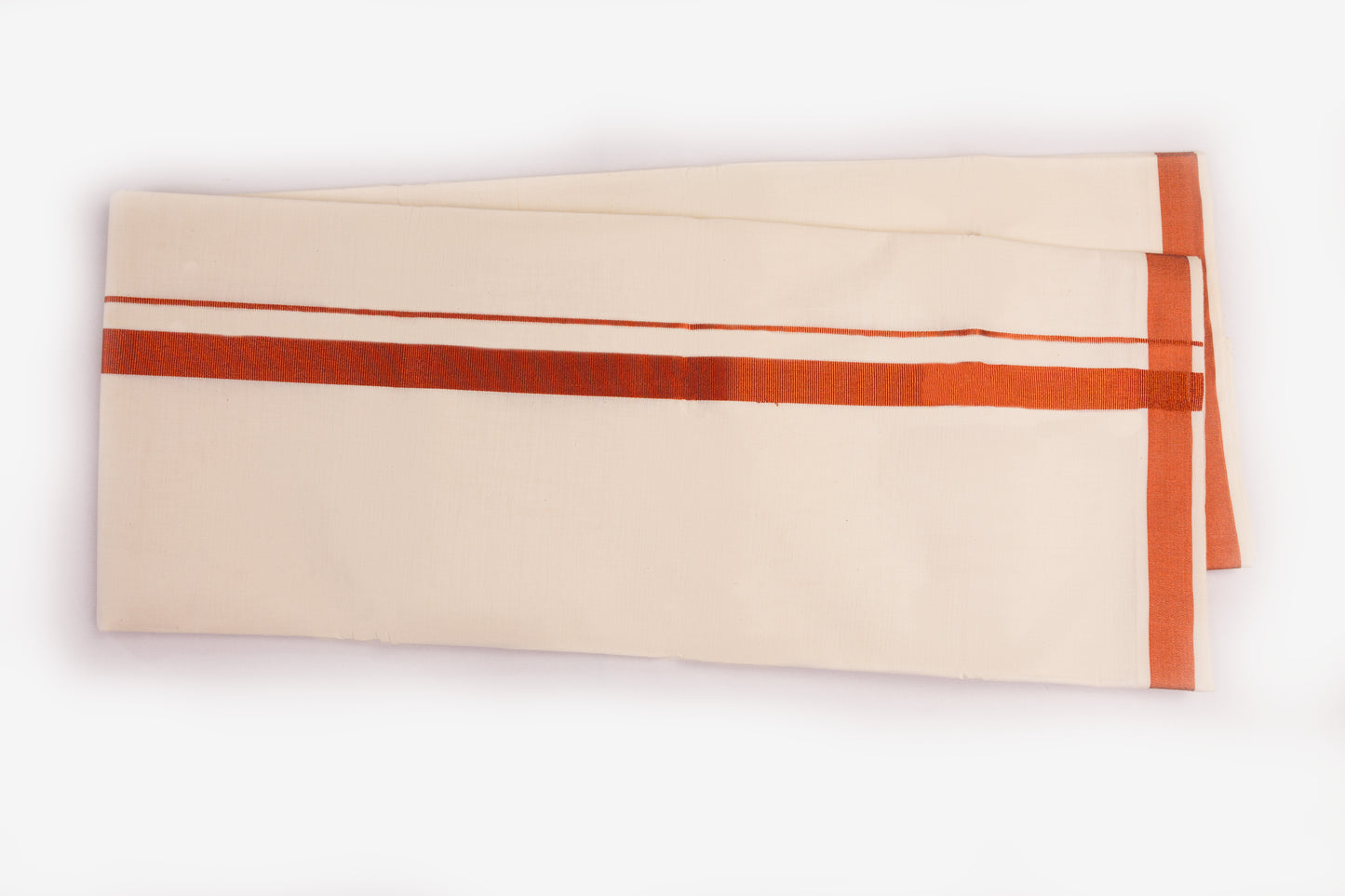 Copper Border Cream Double Dhotie for Men by MCR Textiles, perfect for traditional occasions