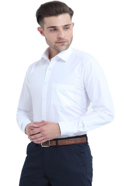 MCR Anti Wrinkle Full Sleeve Formal White Shirt for Men with Classic Fit and Pocket