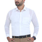 MCR Business Formal White Shirt Men with Full Sleeves and Pocket for Professional Attire