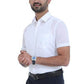 Business Man Half Sleeve Formal White Shirt for Men by MCR Textiles, perfect for professional settings