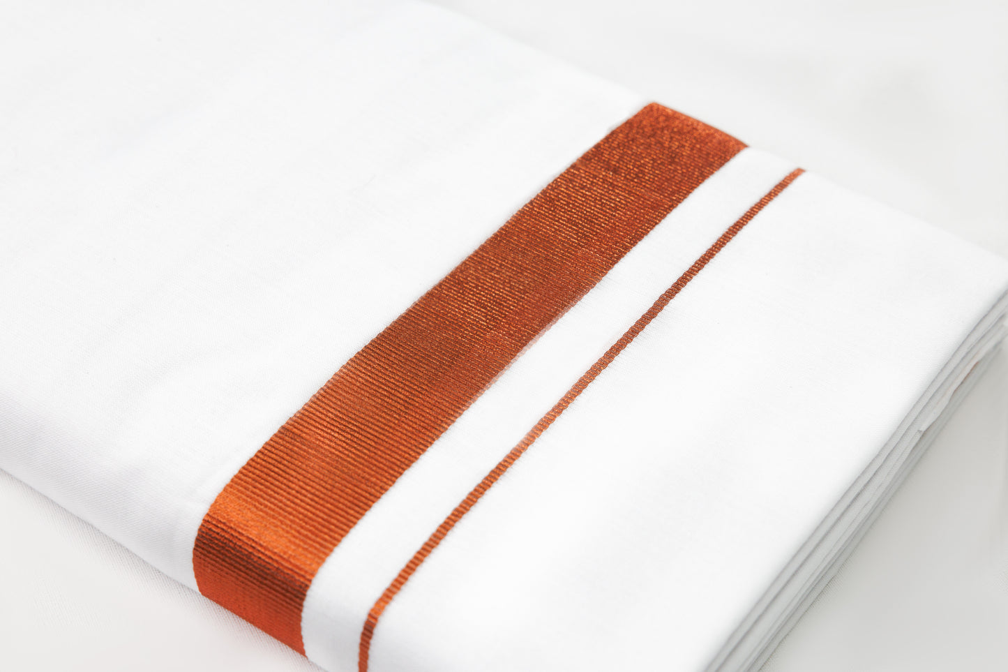 Copper Border White Double Dhoti for Men, perfect for traditional wear; buy copper border dhoti online