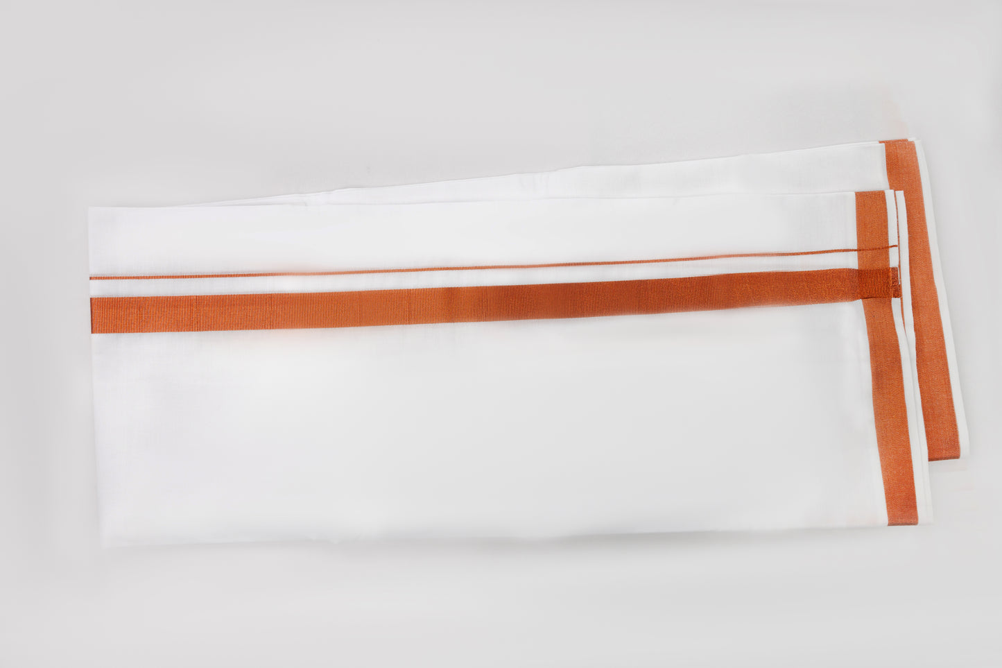 Copper Border White Double Dhoti for Men, perfect for festive occasions, available copper border dhoti online