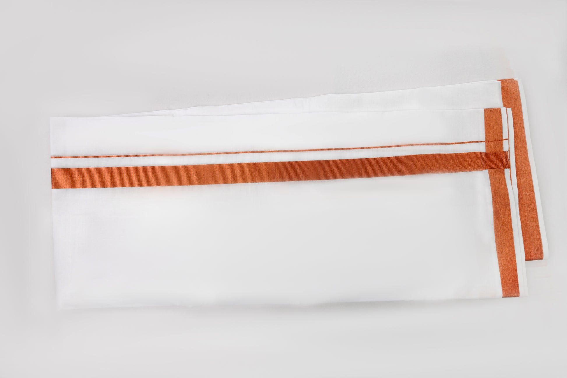 Copper Border White Double Dhoti for Men, perfect for festive occasions, available copper border dhoti online