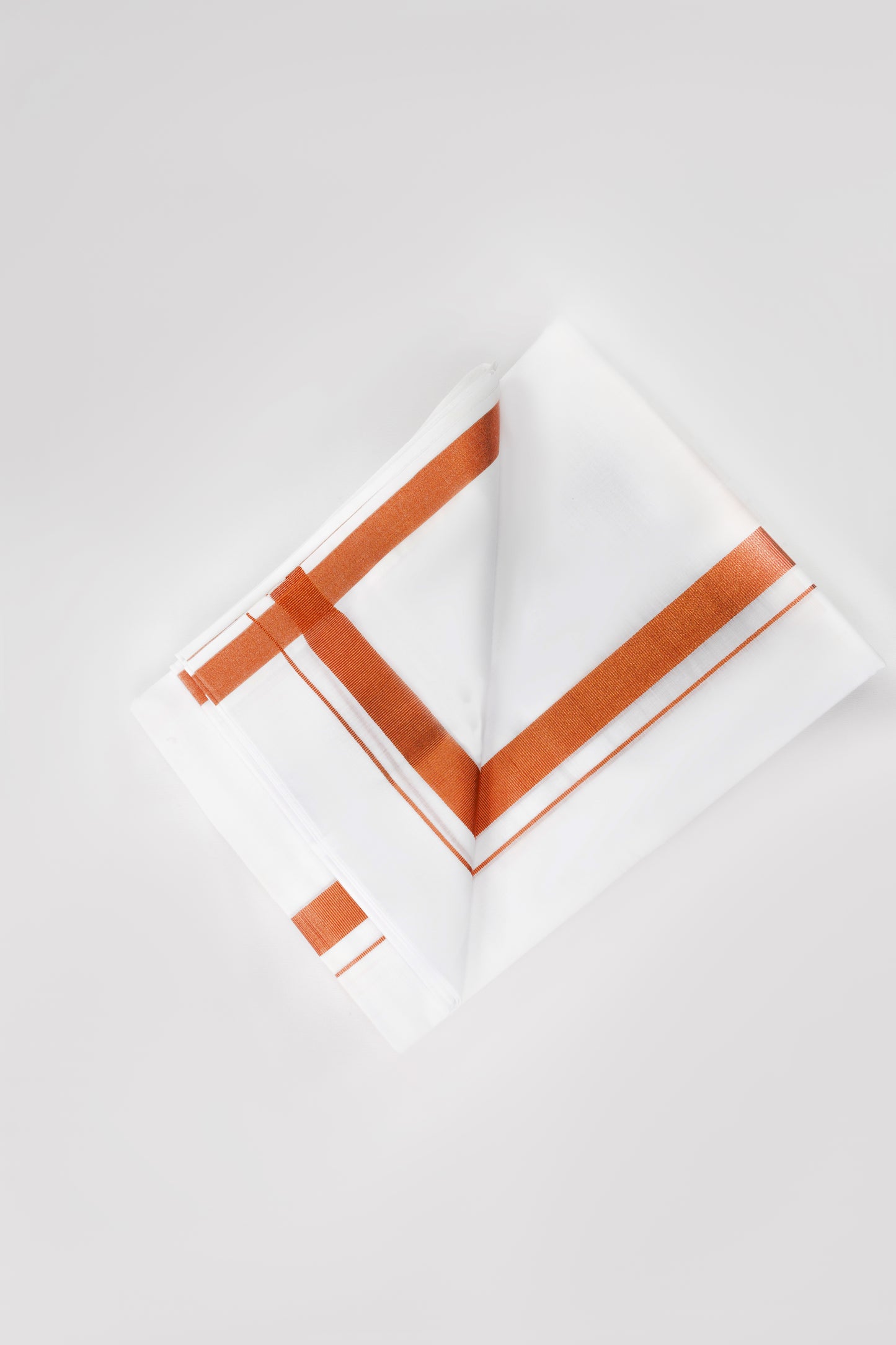 Copper Border White Double Dhoti for Men with Elegant Design, available to buy copper border dhoti online.