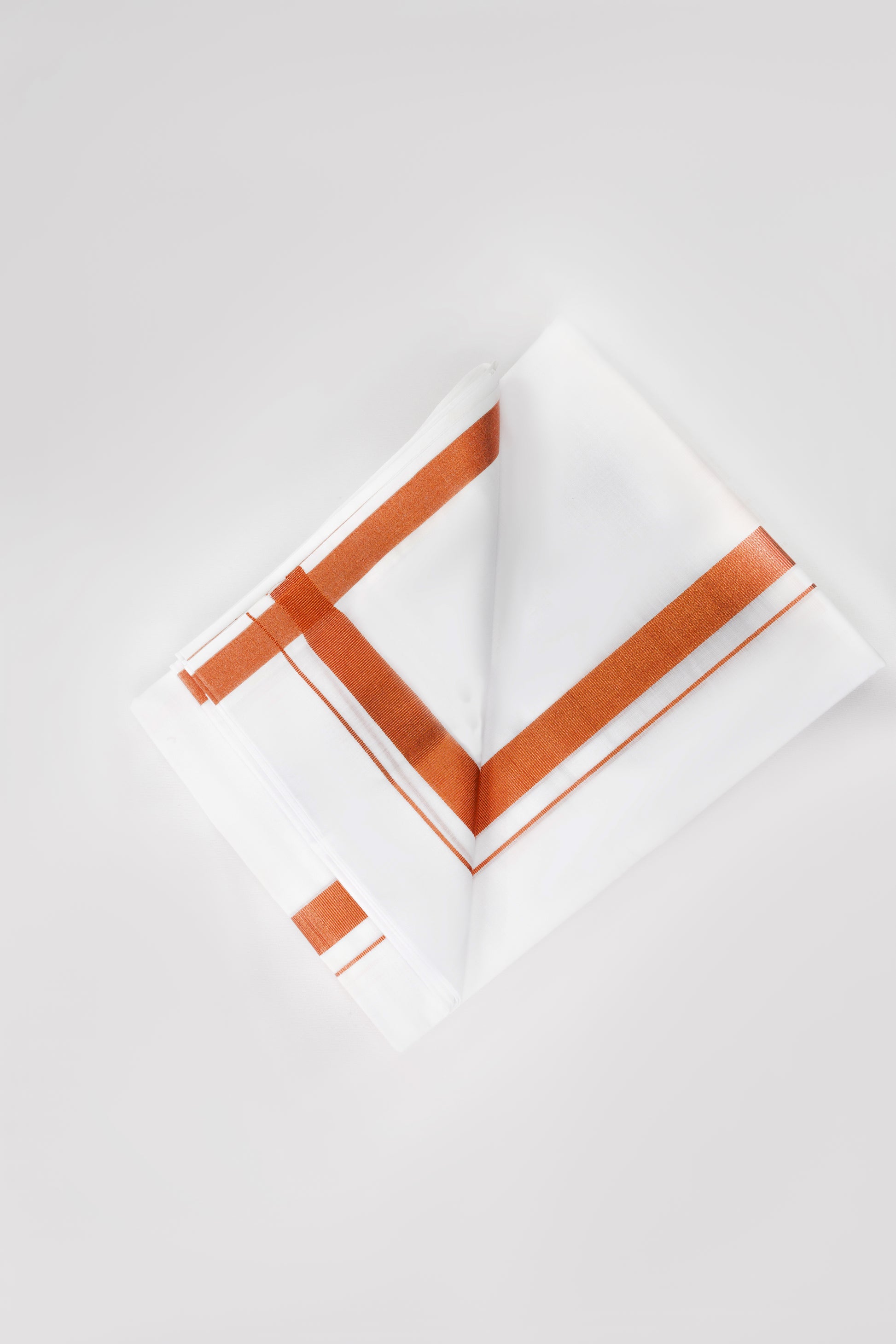 Copper Border White Double Dhoti for Men with Elegant Design, available to buy copper border dhoti online.