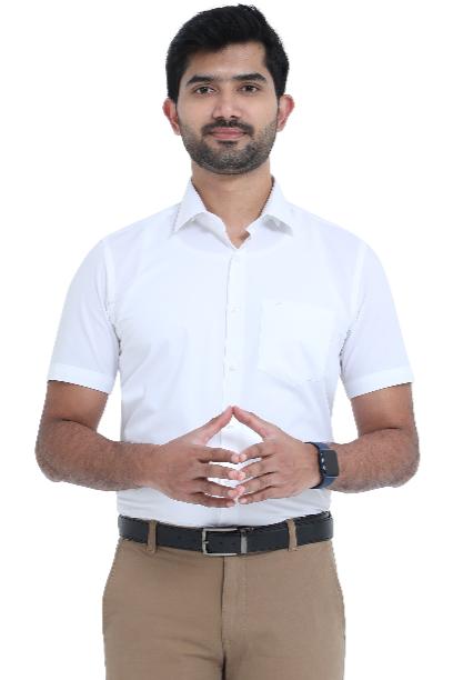 Energy Half Sleeve Formal White Shirt for Men with Classic Fit and Stylish Design from MCR Textiles