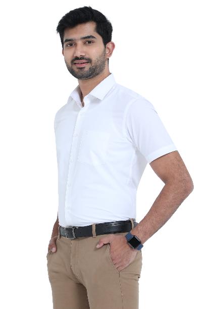 Energy Half Sleeve Formal White Shirt for Men with a classic fit, ideal for business and casual occasions