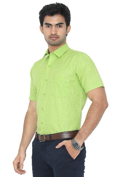 GOODLIN green shirt for men with half sleeves, perfect for casual or semi-formal occasions