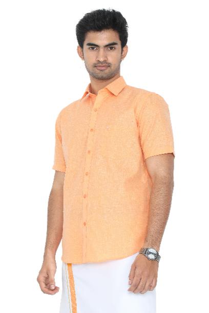 GOODLIN light orange shirt for men with short sleeves and a stylish fit, perfect for casual wear