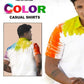 Holi Print Half Sleeve White Shirt for Men with Colorful Tie-Dye Pattern from MCR Textiles
