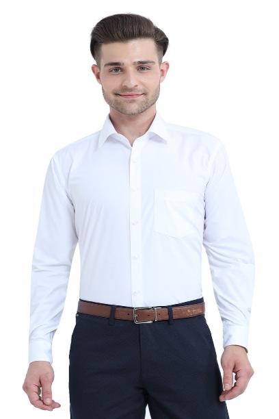 MCR ANTI WRINKLE Full Sleeve Formal White Shirt for Men with Classic Fit and Chest Pocket