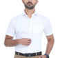 MCR Crown Lin shirt for men in white with half sleeves and classic fit, perfect for formal occasions