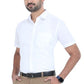 MCR Crown Lin shirt for men in white half sleeve style, perfect for formal occasions and daily wear.